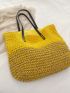 Oversized Straw Bag Vacation Color Block For Beach