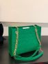 Crocodile Embossed Chain Square Bag