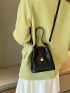 Mini Bucket Bag Crocodile Embossed With Adjustable Strap