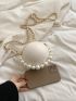 Mini Faux Pearl Decor Quilted Chain Circle Bag