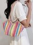 Color Block Straw Bag