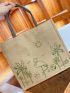 Cartoon Graphic Linen Shopper Bag