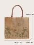 Cartoon Graphic Linen Shopper Bag