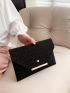 Crocodile Embossed Metal Decor Flap Square Bag