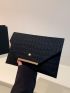 Crocodile Embossed Metal Decor Flap Square Bag