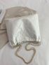 Letter Patch Decor Quilted Chain Shoulder Bag