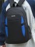 Two Tone Functional Backpack Letter Patch & Release Buckle Decor