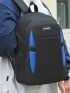 Two Tone Functional Backpack Letter Patch & Release Buckle Decor