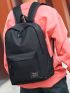 Men Letter Patch Large Capacity Backpack New Men's Nylon Simple Backpack Large Capacity Student Computer Travel Bag