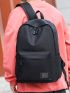 Men Letter Patch Large Capacity Backpack New Men's Nylon Simple Backpack Large Capacity Student Computer Travel Bag