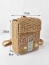 New Style Double-shoulder Straw Woven Bag With Hand-carrying Woven Backpack