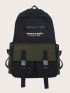 Men Letter Graphic Release Buckle Decor Backpack