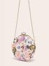 Mini Sequin & Flower Decor Circle Bag