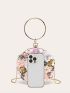 Mini Sequin & Flower Decor Circle Bag