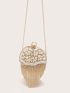 Mini Rhinestone & Faux Pearl Decor Circle Bag