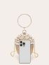 Mini Rhinestone & Faux Pearl Decor Circle Bag