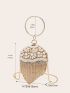 Mini Rhinestone & Faux Pearl Decor Circle Bag