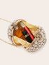Mini Rhinestone & Faux Pearl Decor Circle Bag