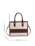 Litchi Embossed Studded Decor Square Bag