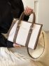 Letter Graphic Litchi Embossed Square Bag