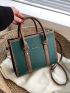 Letter Graphic Litchi Embossed Square Bag