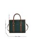 Letter Graphic Litchi Embossed Square Bag