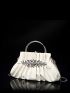 Rhinestone Decor Ruched Bag