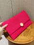 Neon Pink Crocodile Embossed Envelope Bag