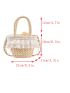 Mini Ruffle Decor Satchel Drawstring Design Straw Bag