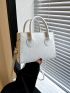 Stitch Detail Square Bag White Double Handle For Daily