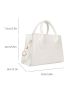 Stitch Detail Square Bag White Double Handle For Daily