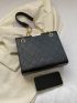 Metal Detail Chain Square Bag Fashion Black