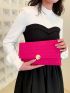 Neon Pink Crocodile Embossed Metal Lock Flap Square Bag