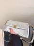 Metallic Crocodile Embossed Flap Square Bag