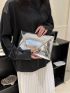Metallic Crocodile Embossed Contrast Binding Envelope Bag