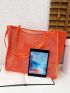 Neon Orange Mesh Beach Bag