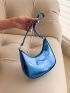 Neon Blue Crocodile Embossed Hobo Bag