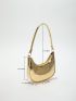 Metallic Crocodile Embossed Hobo Bag