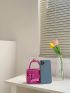 Mini Neon Pink Crocodile Embossed Flap Chain Square Bag
