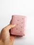 Heart Embroidered Quilted Small Wallet