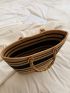 Striped Pattern Straw Bag