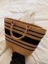 Striped Pattern Straw Bag