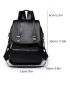 Black Flap Backpack Metal Decor Fashion Backpack