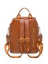 Brown Flap Backpack Metal Decor Fashion Backpack