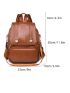 Brown Flap Backpack Metal Decor Fashion Backpack