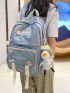 Letter Graphic Classic Backpack With Bag Charm