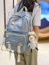 Letter Graphic Classic Backpack With Bag Charm