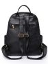 Black Classic Backpack Metal Decor Fashion Backpack