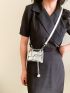 Mini Metallic Square Bag Chain Decor Flap Crossbody Bag