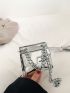 Mini Metallic Square Bag Chain Decor Flap Crossbody Bag
